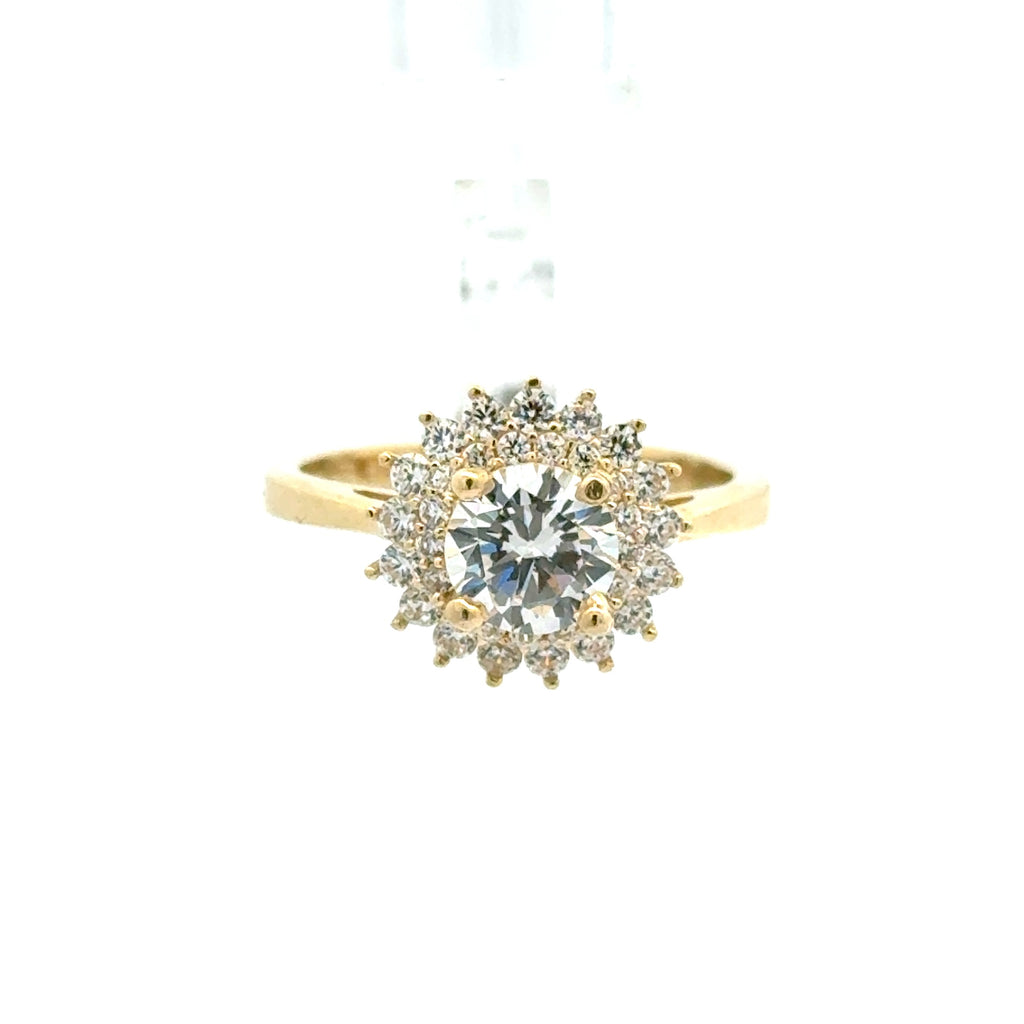 Ring Floral Women Round Stone 7 2mm 10K