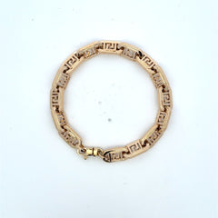 Bracelet Greek Key Link 8.5mm 8" 14K
