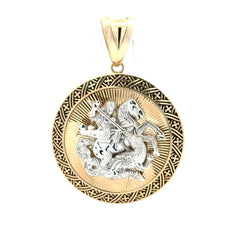 Pendant Two-Tone Knight Against the Beast Medallion 57 10K