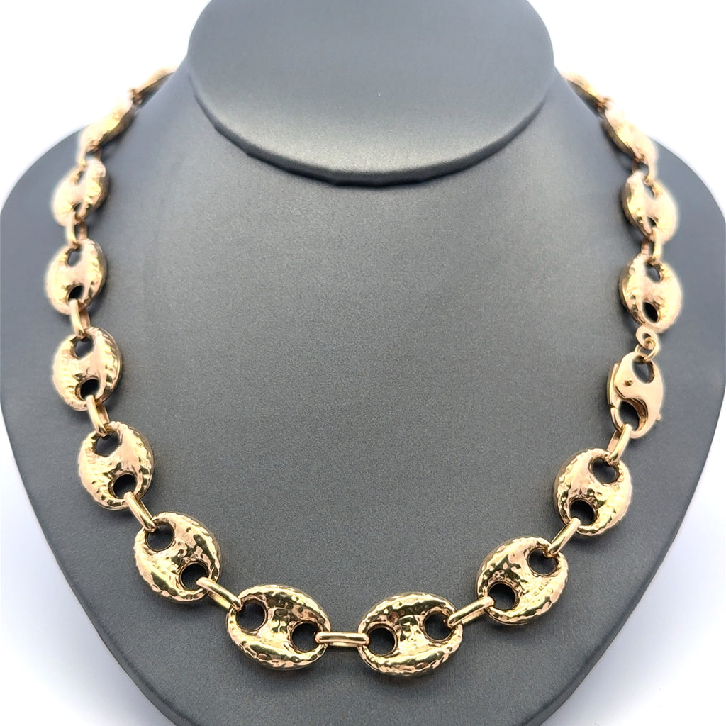 Chain Textured Mariner Puff 12mm 18" 10K