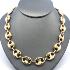 Chain Textured Mariner Puff 12mm 18" 10K
