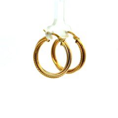 Earrings Twisted Textured Hoops 25.5 3mm 10K
