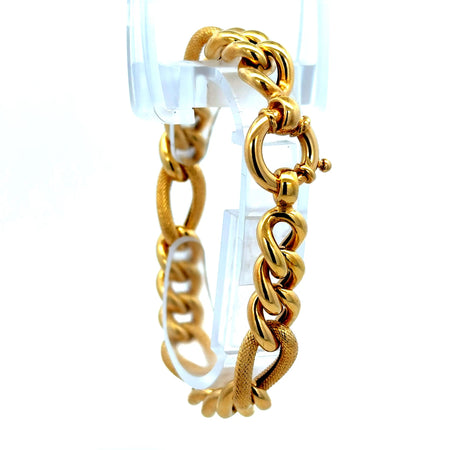 Bracelet Textured Hollow Figaro 9.5mm 8" 14K