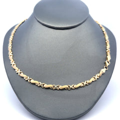 Necklaces Textured X&Similar with Lobster Lock 5mm 18" 14K