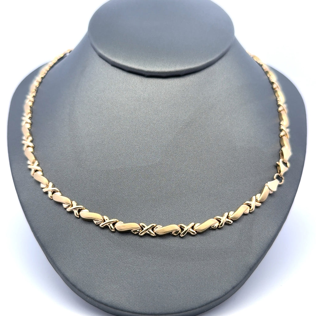 Necklaces Textured X&Similar with Lobster Lock 5mm 18" 10K