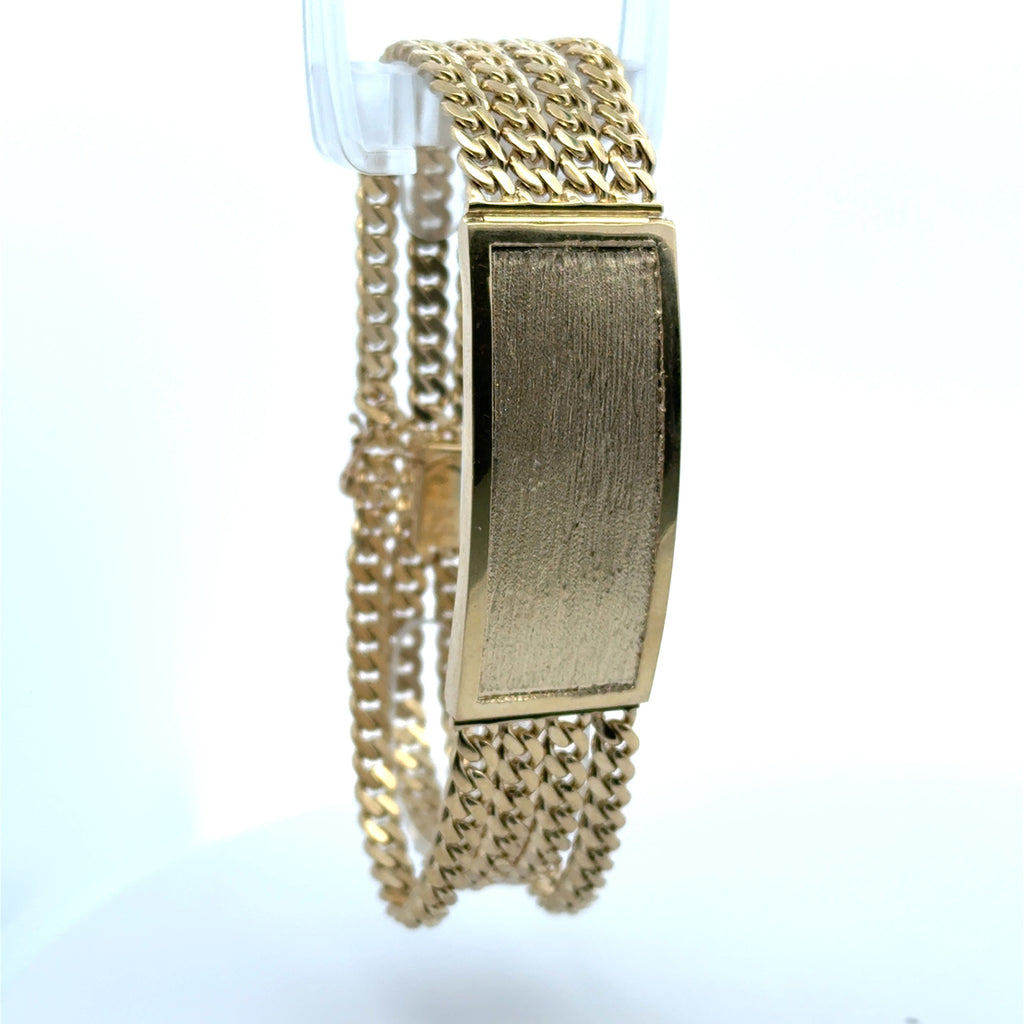 Bracelet Textured ID with Four Cuban Link 21mm 8.5" 10K