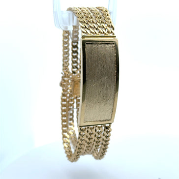 Bracelet Textured ID with Four Cuban Link 21mm 9" 10K