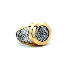 Ring Masonic Square & Compass with CZ 12 6.5mm 10K