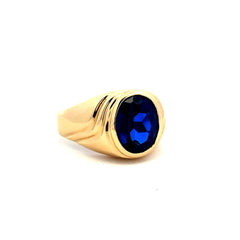 Ring Men's Big Central Stone 9.5 4mm 14K