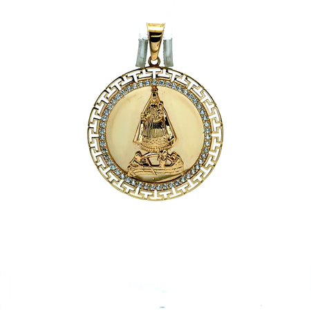 Pendant Openwork Medallion w CZ & ‘Virgen de la Caridad del Cobre’ 45 14K