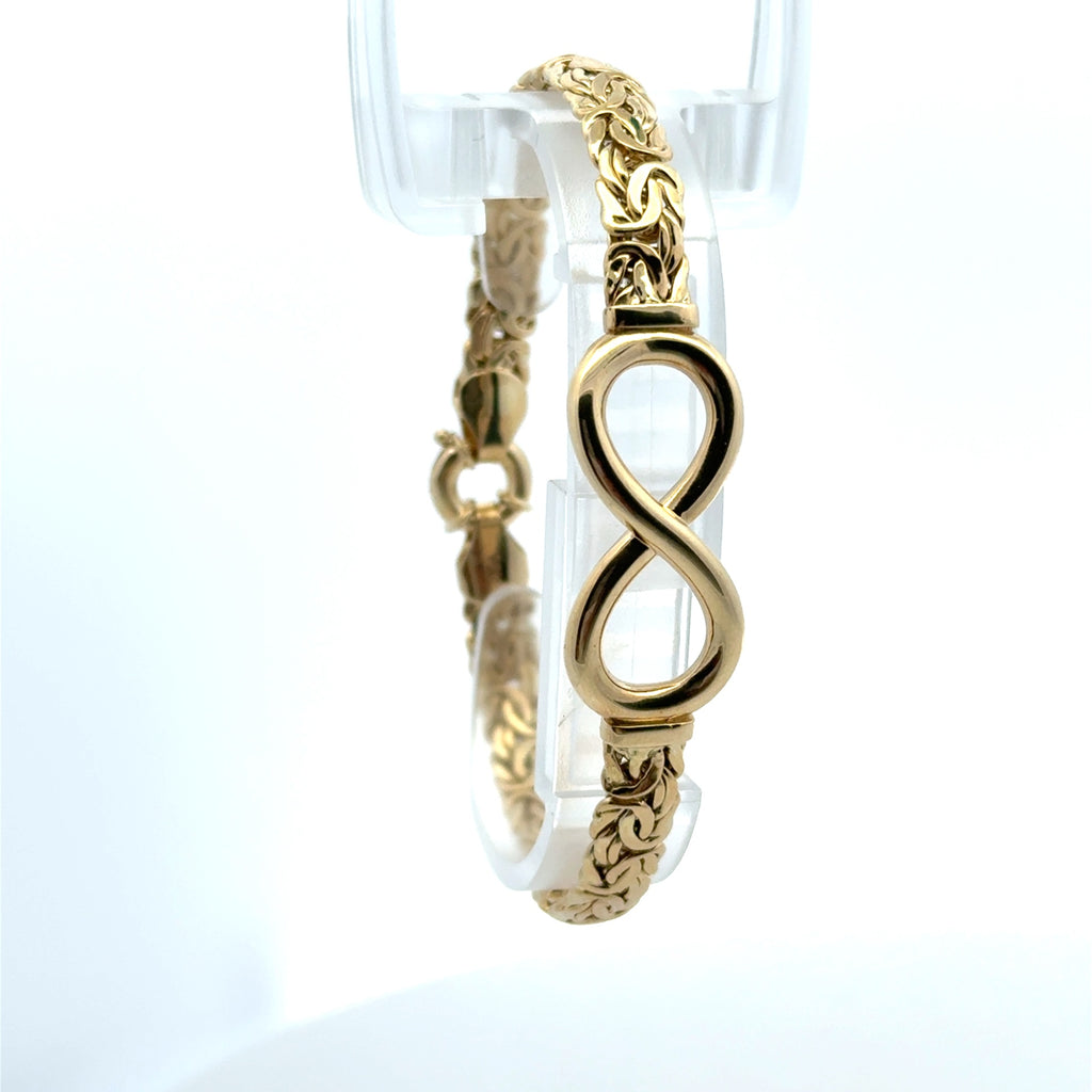 Bracelet Byzantine with Eight Shaped Detail 6.5mm 7.5" 10K