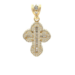 Pendant CZ-Iced Big Pink Pattee Cross 53 10K