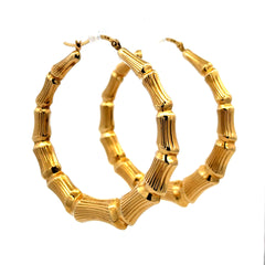 Earrings Bamboo Textured Hoops 59 8mm 14K