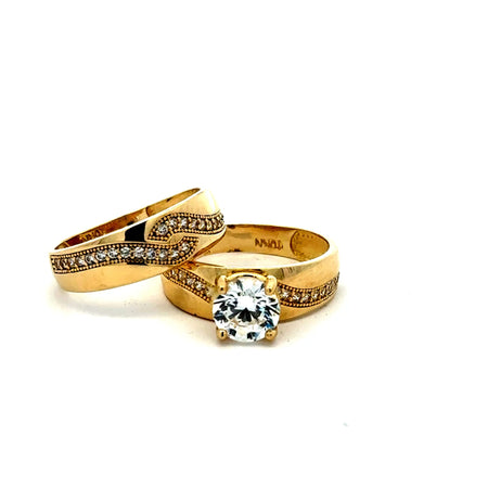 Ring CZ Engagement Duo Set 5.5 7mm 10K