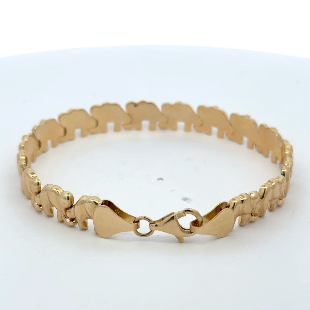 Bracelet Elephant Link with Lobster Lock 8.5mm 7.5" 14K