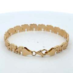 Bracelet Elephant Link with Lobster Lock 8.5mm 7.5" 14K