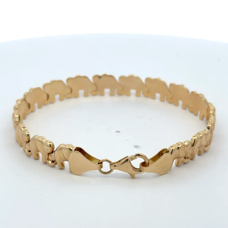 Bracelet Elephant Link with Lobster Lock 8.5mm 7.5" 14K