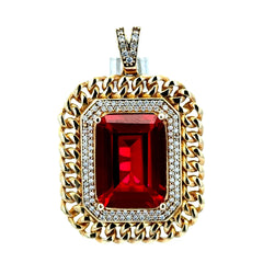 Pendant Women Colored Stone and CZ 47 10K