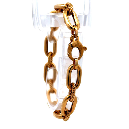 Bracelet Oval Textured Link 9mm 7.5" 14K