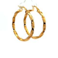 Earrings Twisted Textured Hoops 27.5 4.5mm 10K