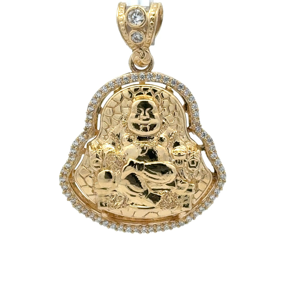 Pendant CZ Halo Seated Buddha 40.5 10K