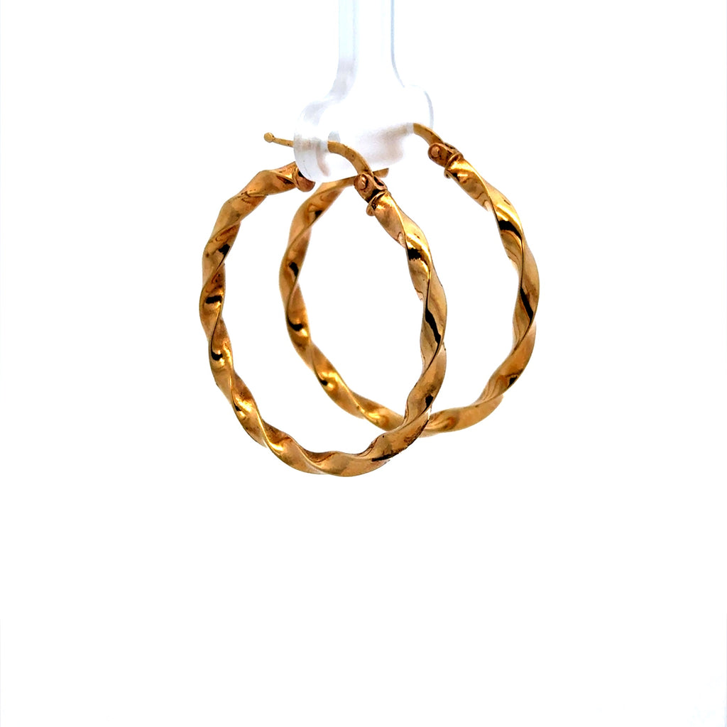 Earrings Twisted Hoops 33.5 3mm 14K