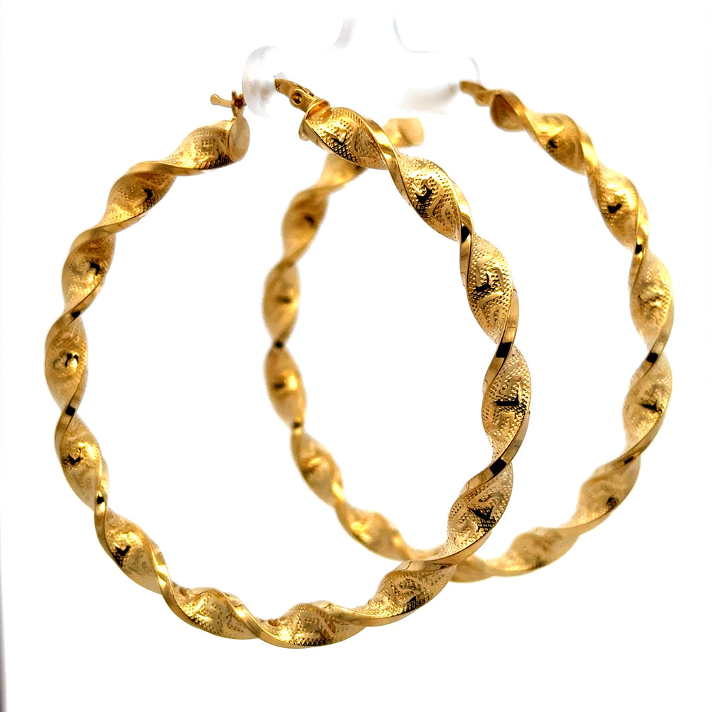Earrings Twisted Textured Hoops 62.5 5mm 10K