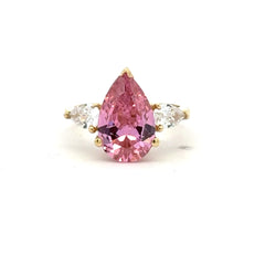 Ring Women Trio Rose Teardrop Stone 7 2.5mm 10K