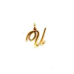 Pendant Cursive Plain Initial 'U' 18 14K