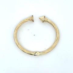 Bangle Hollow Twisted Nail with CZ 16 5mm 10K