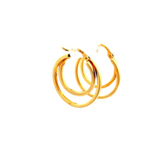 Earrings Twisted Double Hoops 24.5 3.5mm 14K