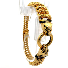 Bracelet Princess Cut with Panther Heads on Ring 20.5mm 8" 10K