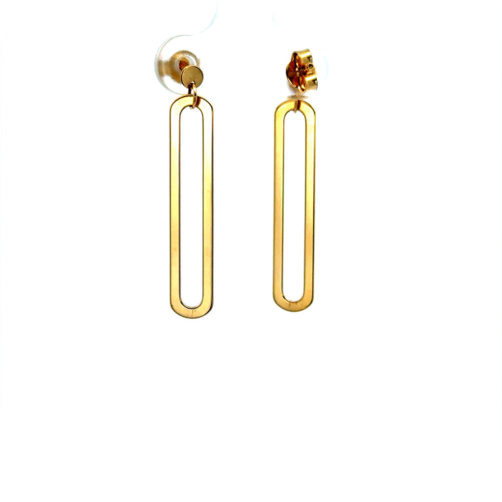 Earrings Pendant Elongated Open Oval 33.5 6mm 14K