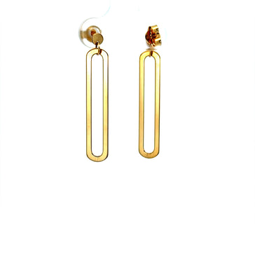 Earrings Pendant Elongated Open Oval 33.5 6mm 14K