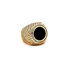 Ring Just Onyx & CZ 9.5 7mm 10K