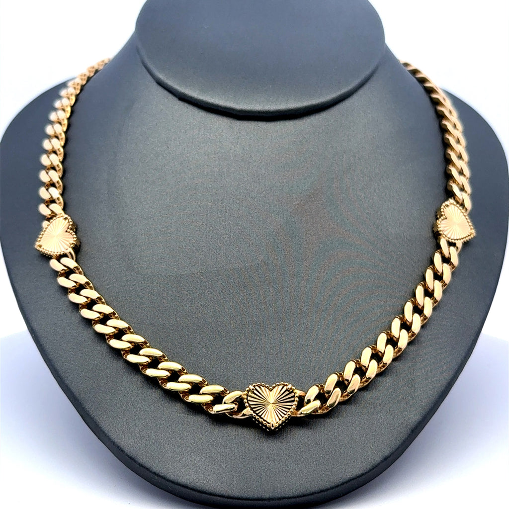 Necklaces Monaco with Hearts 7mm 18" 14K