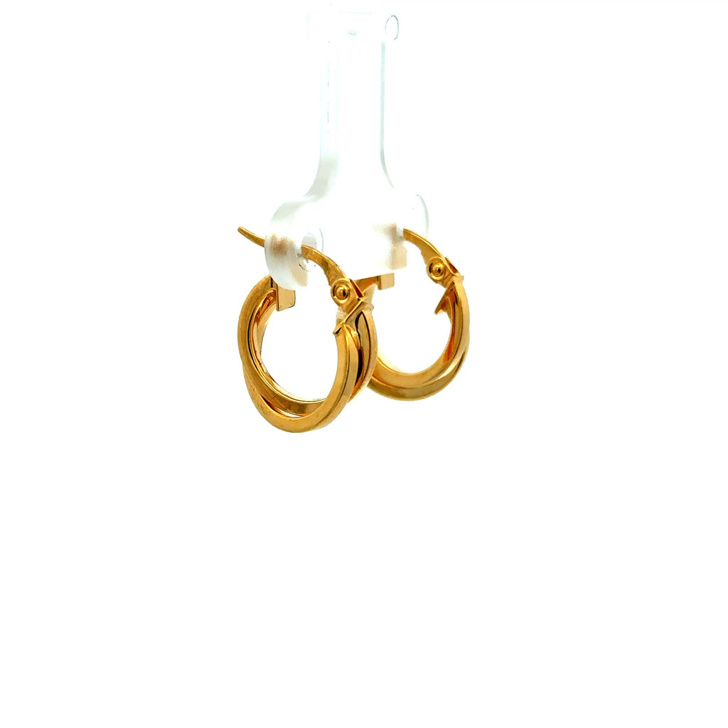 Earrings Twisted Double Hoops 16.5 3.5mm 10K
