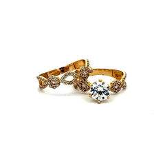 Ring CZ Bridal Set 7 7mm 14K