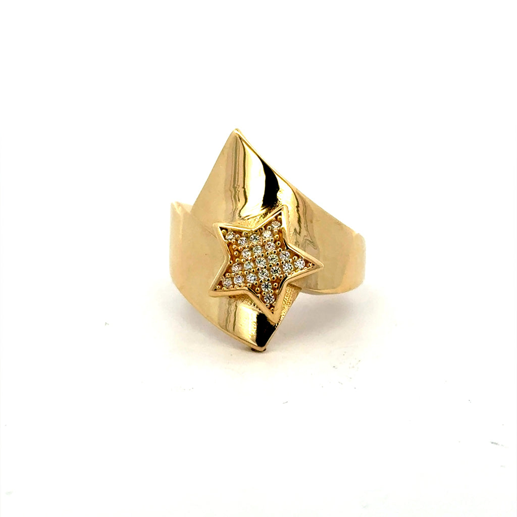 Ring Women's Bold Oversized w CZ 9 2.5mm 10K