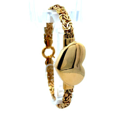 Bracelet Byzantine with Heart 7mm 7.5" 14K