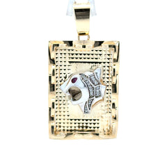 Pendant Two-Tone Red-Eyed Roaring Lioness & CZ on Dog Tag 53 10K