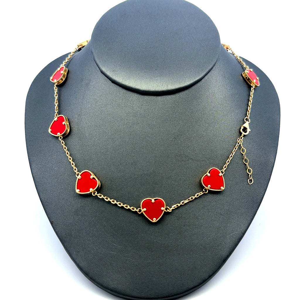 Necklaces Red Heart Dainty Stations 11.5mm 17.5" 14K