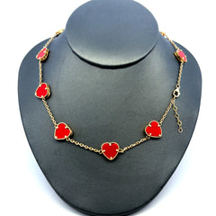 Necklaces Red Heart Dainty Stations 11.5mm 17.5" 14K