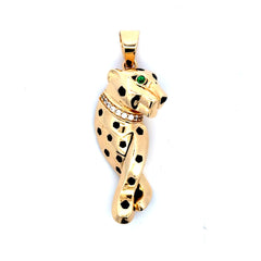 Pendant Green-Eyed Panther & CZ 50.5 14K