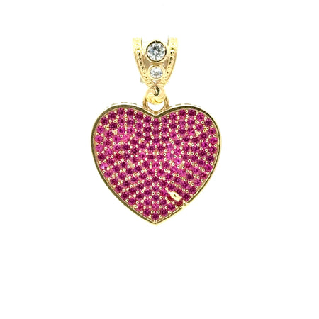 Pendant CZ-Iced Big Pink Heart 30.5 10K