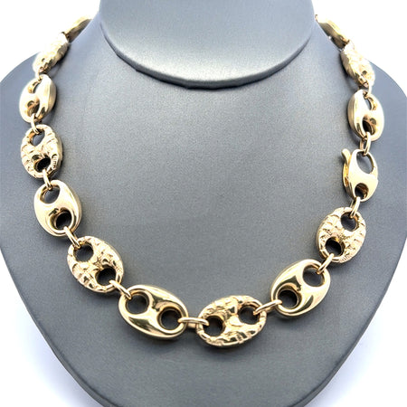 Chain Textured/Plain Mariner Puff 13mm 18" 10K