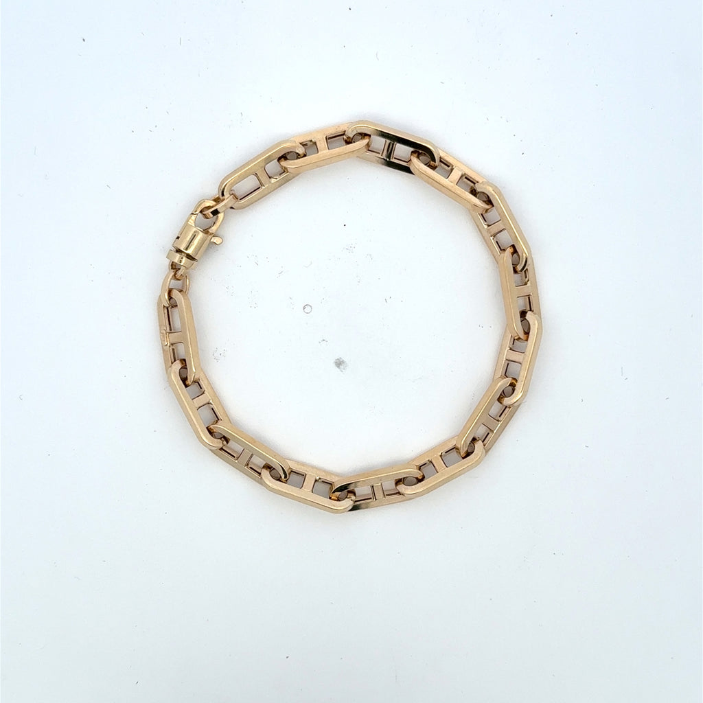 Bracelet Anchor Box Link 6.5mm 8" 14K