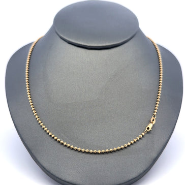 Chain Faceted Military Bead Ball 2mm 18" 10K