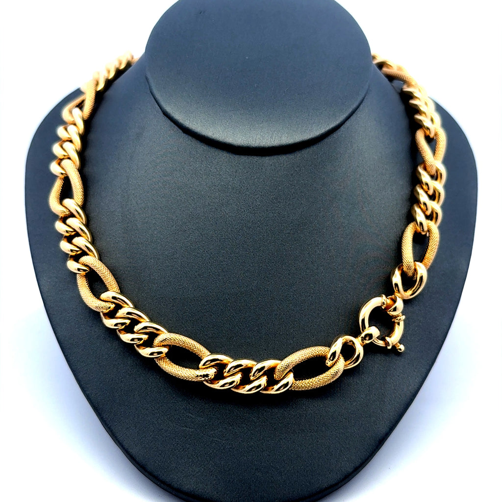 Necklaces Fancy Textured Hollow Figaro 9.5mm 18.5" 10K