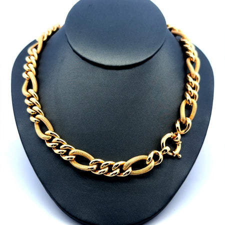 Necklaces Fancy Textured Hollow Figaro 9.5mm 18.5" 10K